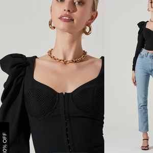 ASTR the label ruched black top NWT